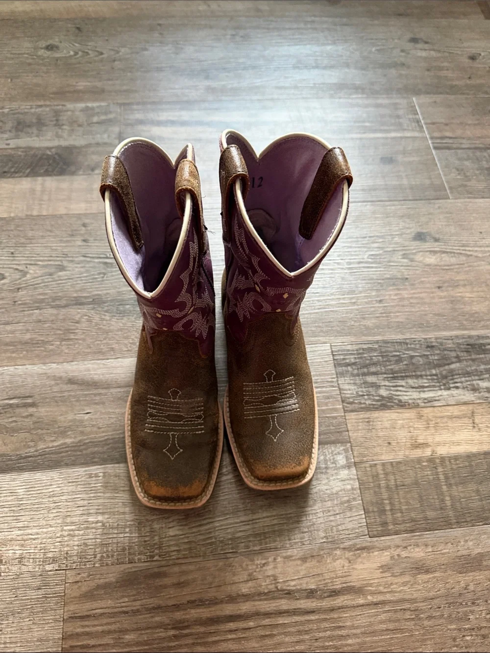 Ariat Kids Western Pull-On Boots in Purple and Brown